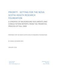 Priority Setting for the Nova Scotia Health Research Foundation