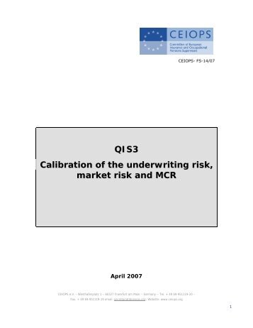 QIS3 Calibration of the underwriting risk, market ... - Eiopa - Europa