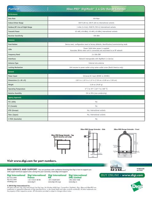 XBee-PRO DigiMesh 2.4 Range Extender - Datasheet