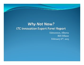 Why Not Now? LTC Innovation Expert Panel Report - Alberta ...