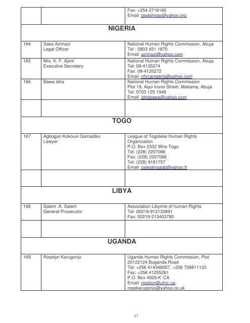 List of Participants - African Commission on Human and Peoples ...