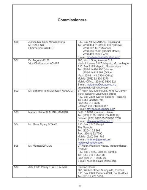 List of Participants - African Commission on Human and Peoples ...