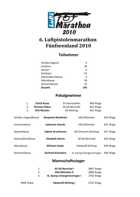 6. Luftpistolenmarathon Fünfseenland 2010