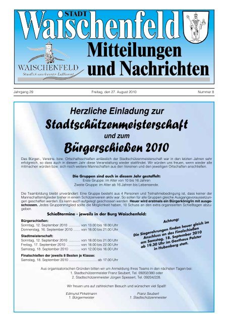 Mitteilungen und Nachrichten STADT Mitteilungen ... - Waischenfeld