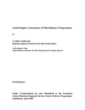 Social Impact Assessment of Microfinance Programmes - weman