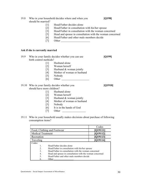 Social Impact Assessment of Microfinance Programmes - weman