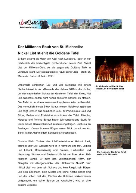 Nickel List Stiehlt Die Goldene Tafel Luneburg
