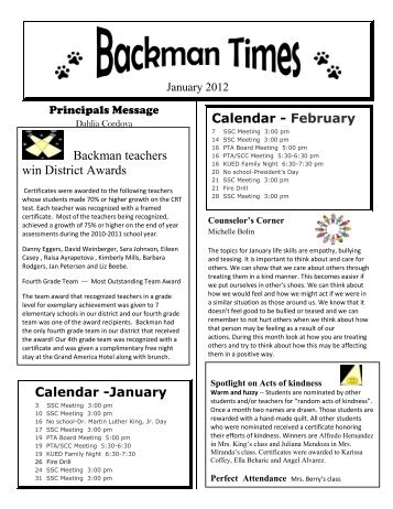 january-february 2012 - Backman Elementary School