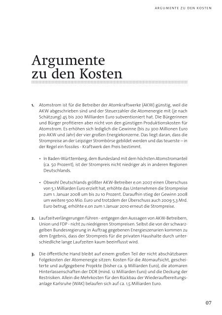 Die BroschÃ¼re "70 Argumente gegen Atomenergie" - Rainer Arnold
