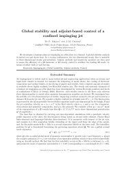 Global stability and adjoint-based control of a confined impinging jet