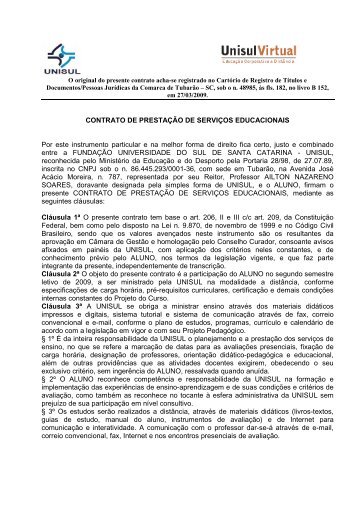 CONTRATO DE PRESTAÇÃO DE SERVIÇOS ... - Unisul