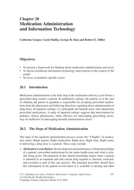 Pediatric Informatics: Computer Applications in Child Health (Health ...