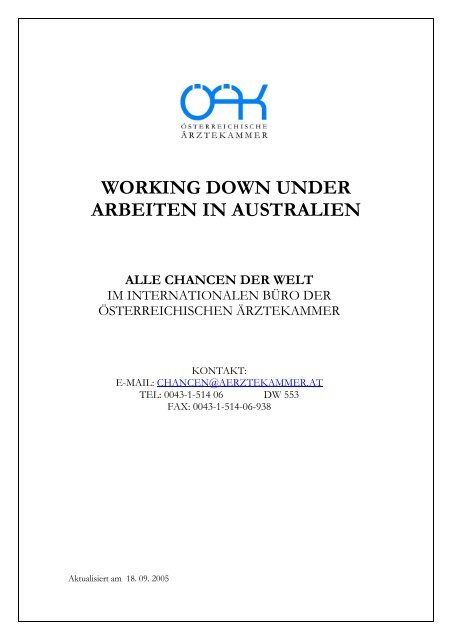 Working down under - Ãsterreichische Ãrztekammer