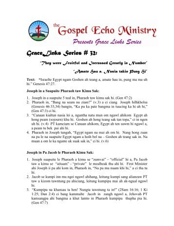 Grace Links 32 - The Gospel Echo Ministry