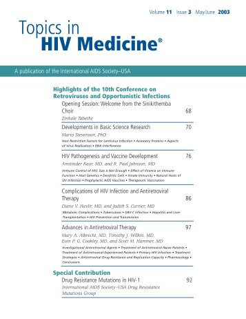 Topics in HIV MedicineÂ® - International AIDS Society-USA