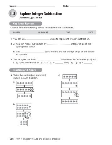 9.3 Explore Integer Subtraction