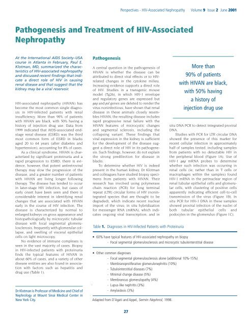 Pathogenesis and Treatment of HIV-Associated Nephropathy