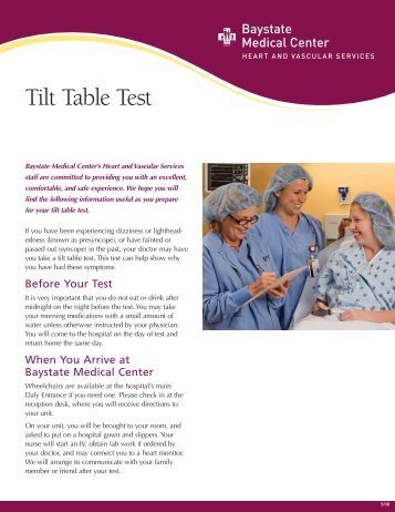 Tilt Table Test - Baystate Health