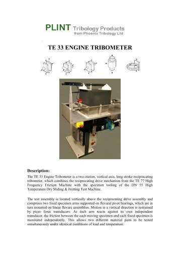 TE 33 ENGINE TRIBOMETER - Phoenix Tribology Ltd