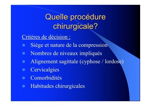 Myelopathies cervicales S. Benzakin - ClubOrtho.fr