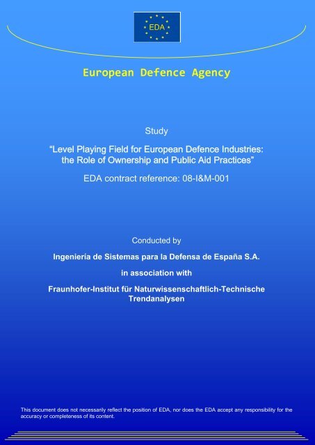 Level Playing Field Study - European Defence Agency