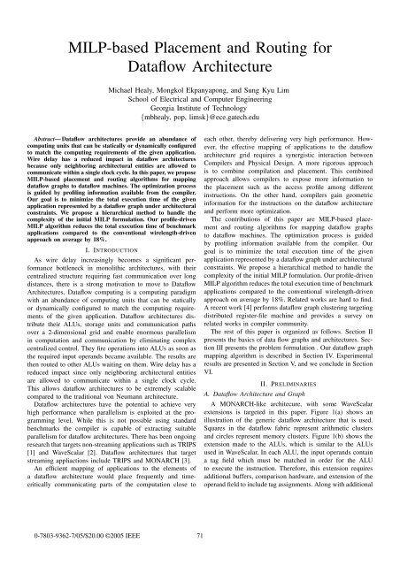 MILP-based Placement and Routing for Dataflow ... - IEEE Xplore