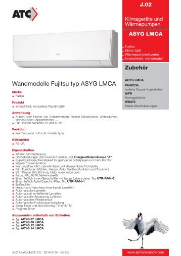 Wandmodelle Fujitsu typ ASYG LMCA - Air Trade Centre