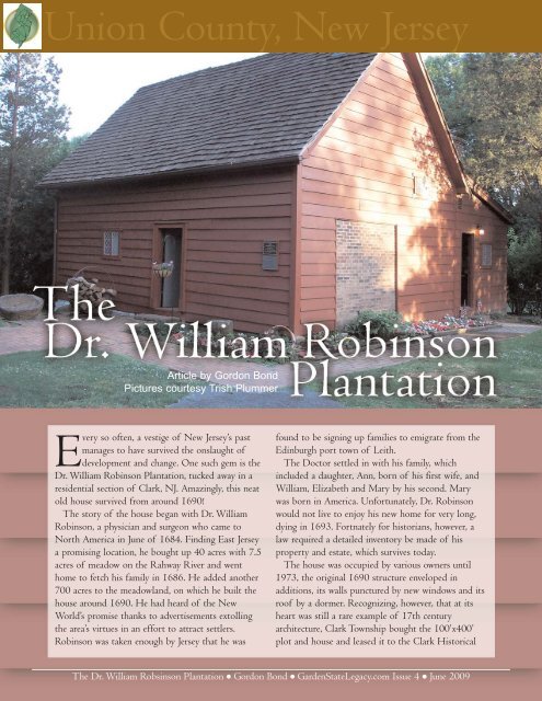 The Dr. William Robinson Plantation - Garden State Legacy