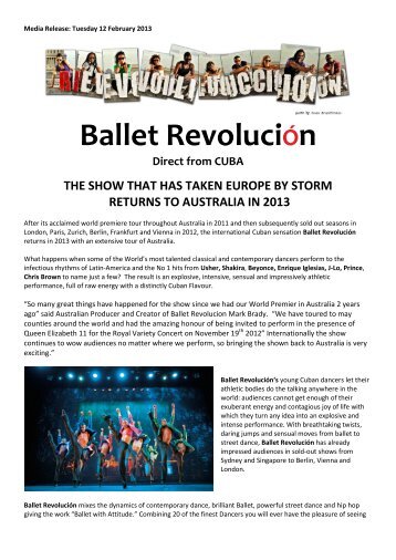 Ballet Revolucion National Media Release - The Events Centre