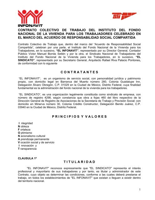 CONTRATO COLECTIVO DE TRABAJO DEL INSTITUTO ... - Infonavit