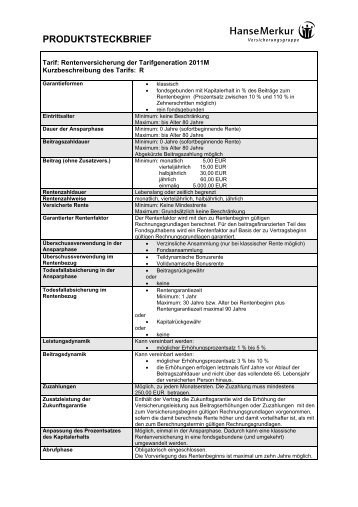 produktsteckbrief - HanseMerkur VertriebsPortal