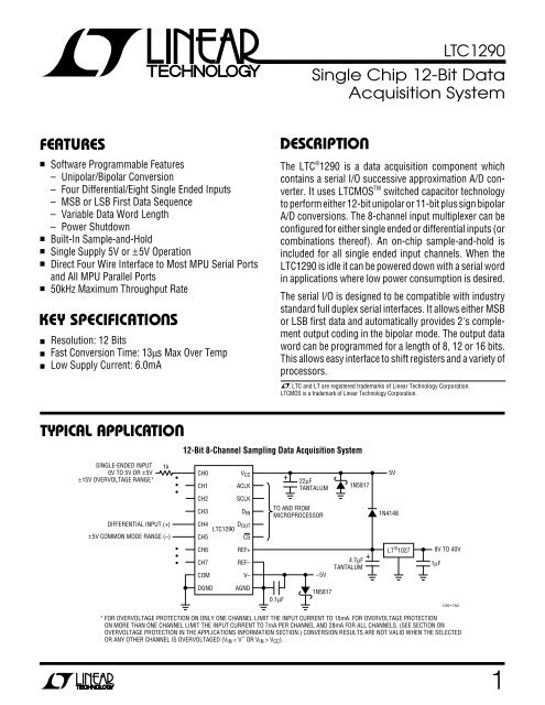 LTC1290 Single Chip 12-Bit Data Acquisition System S ... - HW.cz