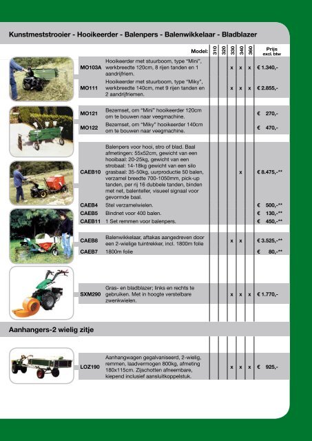 Prijslijst Serie 300 - Lozeman Tuinmachines Elst B.V.