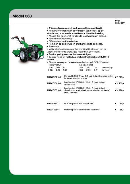 Prijslijst Serie 300 - Lozeman Tuinmachines Elst B.V.