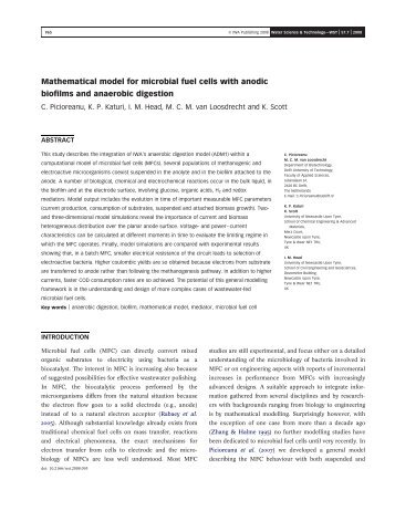 Mathematical model for microbial fuel cells with anodic ... - Research