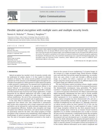 Flexible optical encryption with multiple users and multiple security ...