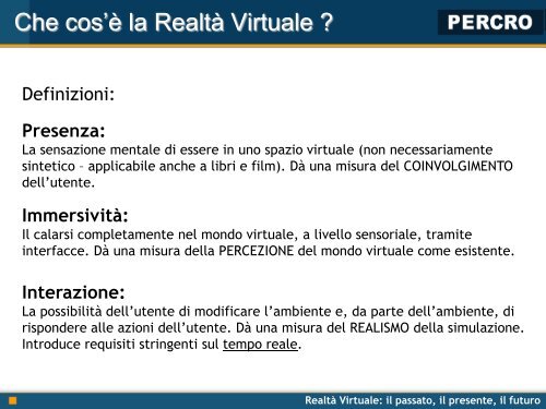 RealtÃ  Virtuale - Percro - Scuola Superiore Sant'Anna