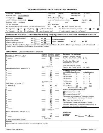 WETLAND DETERMINATION DATA FORM ... - City of Pendleton