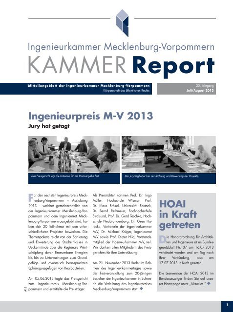 Kammerreport Juli / August 2013 - Ingenieurkammer Mecklenburg ...