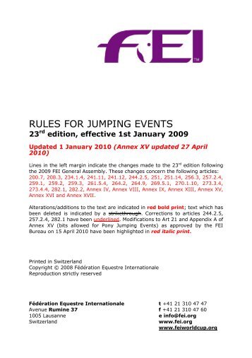 RULES FOR JUMPING EVENTS - FEI