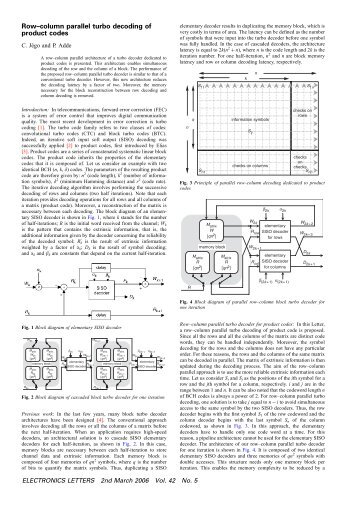 Rowâcolumn parallel turbo decoding of product codes - IMS