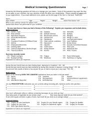 Medical Screening Questionnaire - Tina L Baum