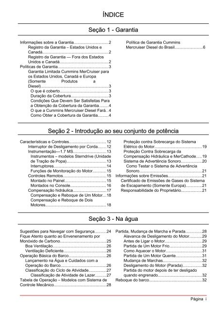 MANUAL DE OPERAÇÃO MANUTENÇÃO E GARANTIA - Mercury