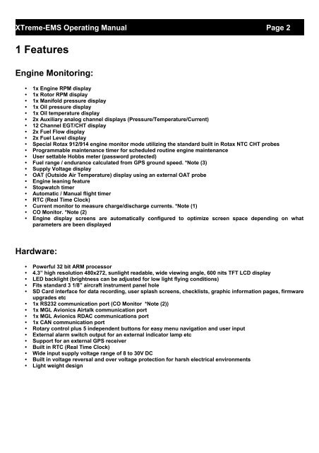 XTreme EMS Manual - MGL Avionics