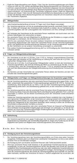 Kundeninformationsblatt zur Krankenversicherung