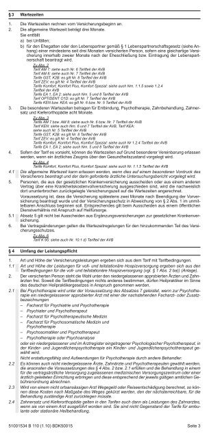 Kundeninformationsblatt zur Krankenversicherung