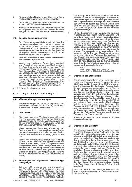 Kundeninformationsblatt zur Krankenversicherung