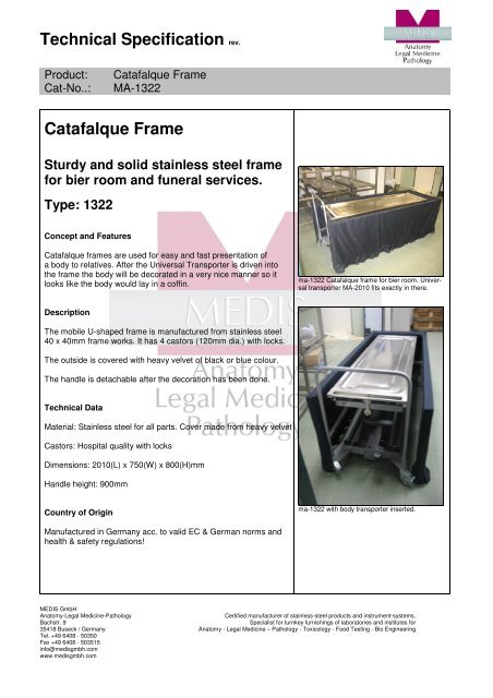 Technical Specification rev. Catafalque Frame