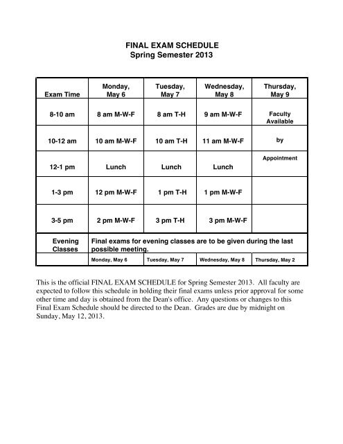 Final Exam Schedule Uf Spring 2022 Sp13 Final Exam Schedule