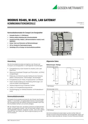 MODBUS RS485, M-BUS, LAN GATEWAY - Gossen-Metrawatt